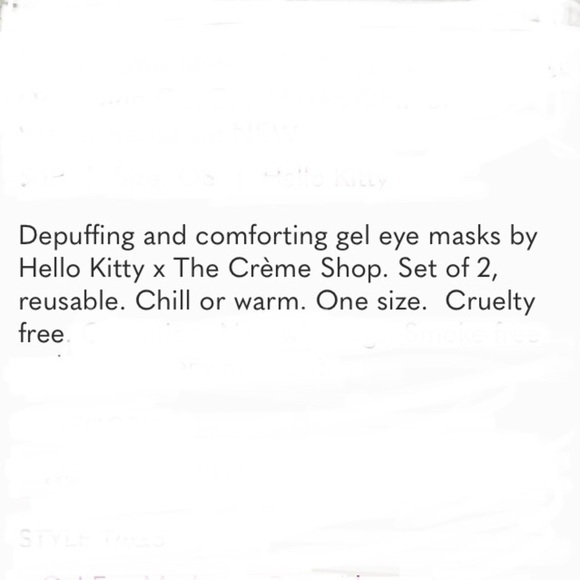 NIB, The Crème Shop X Hello Kitty Depuffing Gel Eye Masks, Reusable - Picture 3 of 3